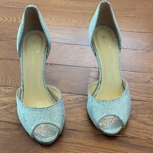 Kate Spade Glittering Silver Open Toe Heels